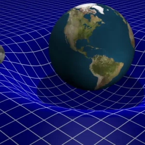 Curso de gravitación online: la Tierra y la Luna curvando el espacio-tiempo