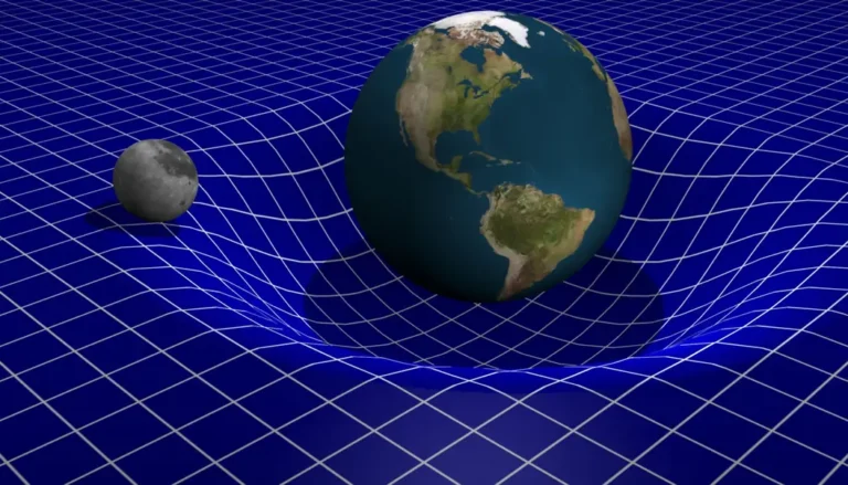 Curso de gravitación online: la Tierra y la Luna curvando el espacio-tiempo